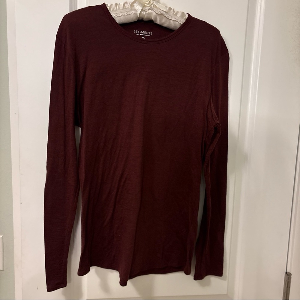 Segments-Womens Size Large-Wine 100% Merino Wool Base Layer-Long Sleeve-EUC